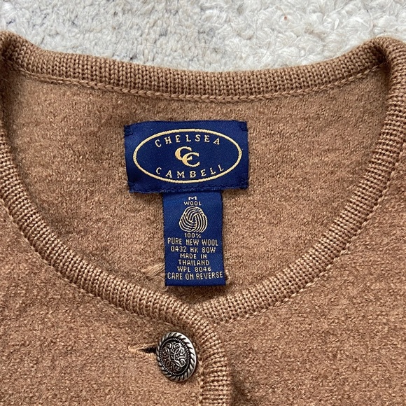 Vintage Wool Button Front Cardigan with Floral Details - Picture 4 of 11